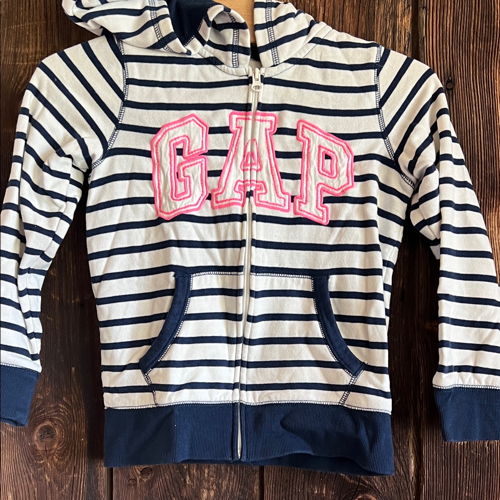 Gap Kids Navy And Pink Striped Hoodie